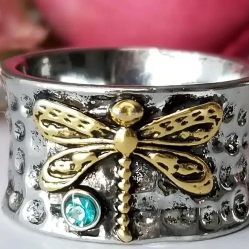 BOHO Style Dragonfly Silverplated Ring - Picture 4 of 4